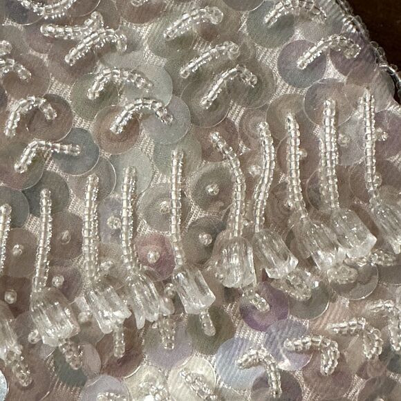Vintage white purse, small beaded hand made, 80s vintage, wedding